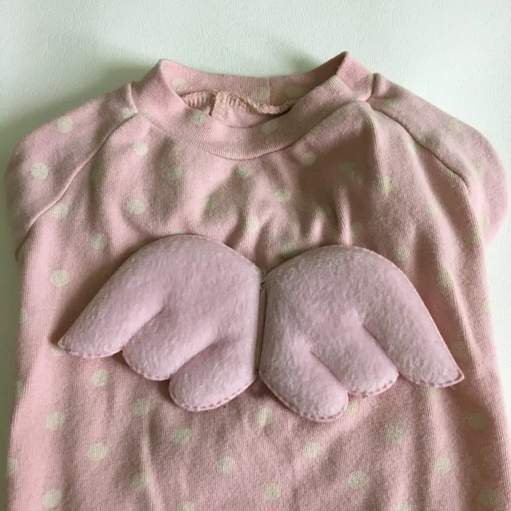 Dog Clothes Pink Fleece Polka Dots with Wing Size Large Made in Korea